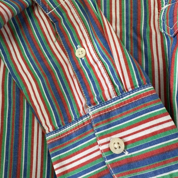 Vintage Lauren Jeans Co Blue/Green/Red Pullover Cotton Blouse / 90's / small - Picture 10 of 16